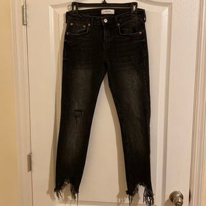 Zara Premium Denim Black Destructed Skinny Jeans size 6